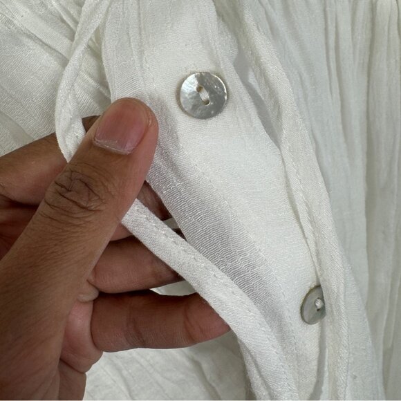 Aakaa White Boho Deep V-Neck Tassel Waist Beach Cover-Up Maxi Dress Size S - Picture 6 of 16